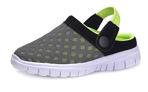 KVbabby Gartenschuhe Jungen Mädchen Clogs Hausschuhe Kinder Pantoletten Strand Sandalen Atmungsaktiv rutschfest,11-Grün,33 EU von KVbabby
