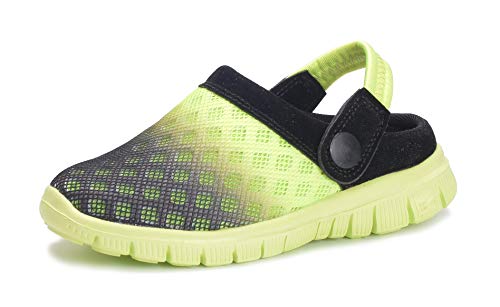 KVbabby Clogs Kinder Hausschuhe Jungen Mädchen Gartenschuhe Pantoletten Strand Sandalen Atmungsaktiv rutschfest,Schwarz-Grün,37 EU von KVbabby