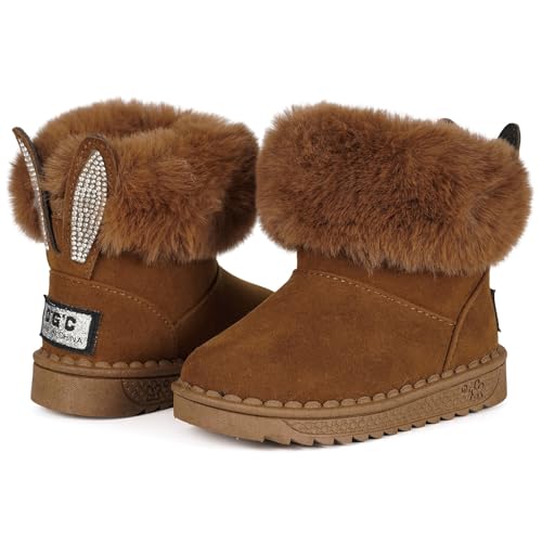 KVbabby Kinder Winterstiefel Wärme Gefütterte Schneestiefel Mädchen Winterschuhe Winter Boots Baby rutschfest Stiefel Kleinkindschuhe Weichsohlen 24EU = Hersteller 25 Braun B von KVbabby