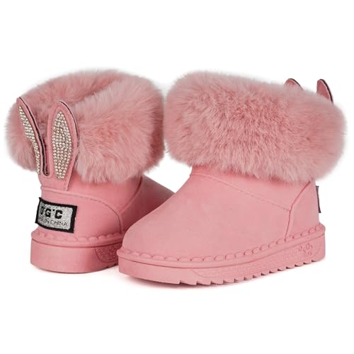 KVbabby Kinder Winterstiefel Wärme Gefütterte Schneestiefel Mädchen Winterschuhe Winter Boots Baby rutschfest Stiefel Kleinkindschuhe Weichsohlen 25EU = Hersteller 26 Rosa B von KVbabby