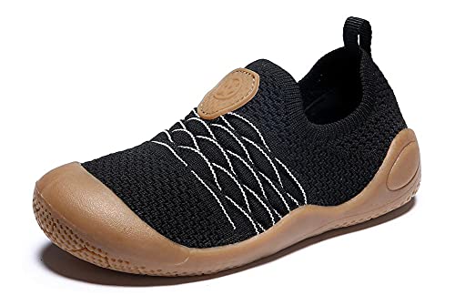 KVbabby Lauflernschuhe Kinder Flache Hausschuhe Kleinkindschuhe Jungen Mädchen Leichte Pantoffeln Turnschuhe Atmungsaktive rutschfest Schwarz 21 EU von KVbabby