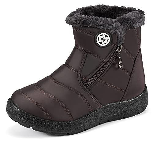 KVbabby Schneestiefel für Jungen Mädchen Winterschuhe Warmes Futter Outdoor Rutschfest Stiefel Kinder Schuhe,1846Braun,29 EU von KVbabby