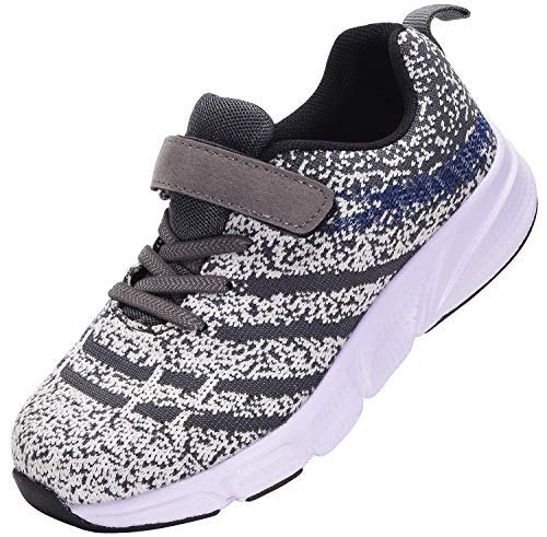 KVbabby Tennisschuhe für Jungen Mädchen Laufschuhe Kinder Turnschuhe Outdoor Sneaker Atmungsaktiv Straßenlaufschuhe Leichtgewicht Sport Schuhe,B-Grau,32 EU von KVbabby