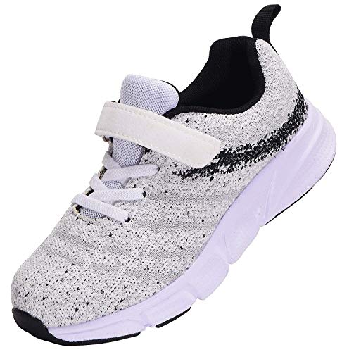 KVbabby Sneaker für Jungen Mädchen Laufschuhe Kinder Turnschuhe Outdoor Sport Schuhe Atmungsaktiv Straßenlaufschuhe Leichtgewicht Tennisschuhe,B-Weiß,28 EU von KVbabby