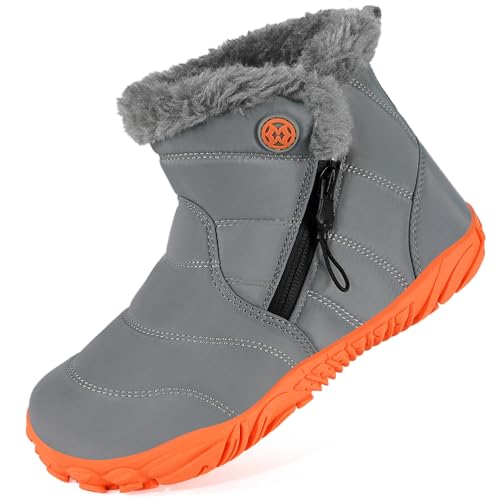 KVbabby Barfußschuhe Gefüttert Kinder Winterstiefel Jungen Mädchen Wasserdicht Winterschuhe Schneestiefel Warm Stiefel Stiefeletten Grün-A 29EU von KVbabby