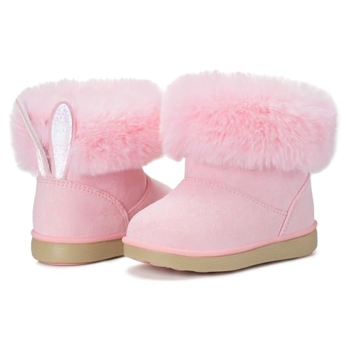 KVbabby Winterstiefel Mädchen Wärme Kinder Winterschuhe Plüsch Gefütterte Baby Stiefeletten Schneestiefel Rutschfest Stiefel Kleinkindschuhe Schlupfstiefel 20EU = Hersteller 21 Rosa B von KVbabby