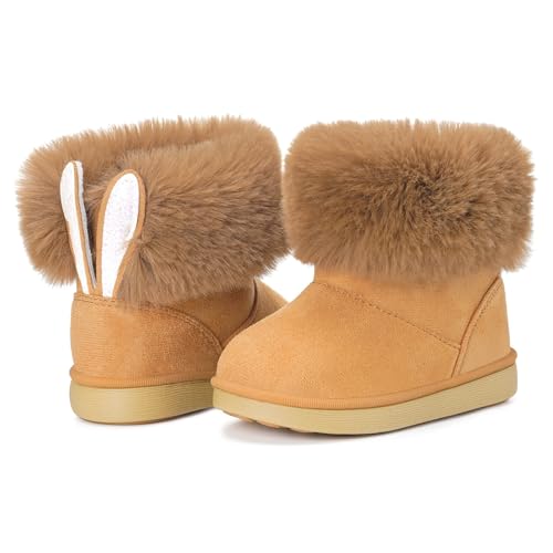 KVbabby Winterstiefel Mädchen Wärme Kinder Winterschuhe Plüsch Gefütterte Baby Stiefeletten Schneestiefel Rutschfest Stiefel Kleinkindschuhe Schlupfstiefel 23EU = Hersteller 24 Braun B von KVbabby