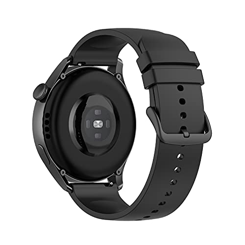 Tiggo 22mm Armbänder für Huawei Watch GT2 46MM/GT 2e,Silikon Ersatzband Verstellbares Weiches Silikonband,Uhrenarmband Armbänder Wrist Strap für Huawei Watch 3/Watch GT42mm/46mm/GT2 Pro (Schwarz) von KUTEWEU