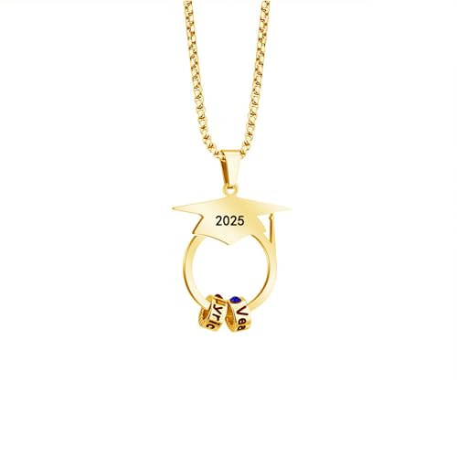 Benutzerdefinierte Abschlusskappe Geschenke personalisierte Birthstone Name Halskette für Frauen Graduierung Halskette Klasse von 2025 Benutzerdefinierte Abschlusskappe Geschenke personalisierte Birthstone Name Halskette für Frauen Graduierung Halskette Klasse von 2025 von KWCLTH