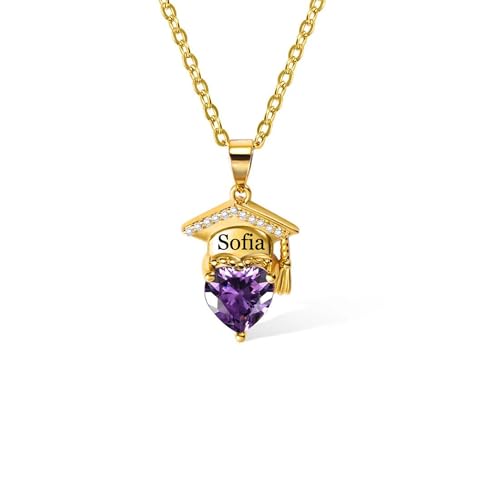 Benutzerdefinierte Graduierung Geschenke Birthstone personalisierte Herz Graduierung Cap Charm Halskette 2025 von KWCLTH