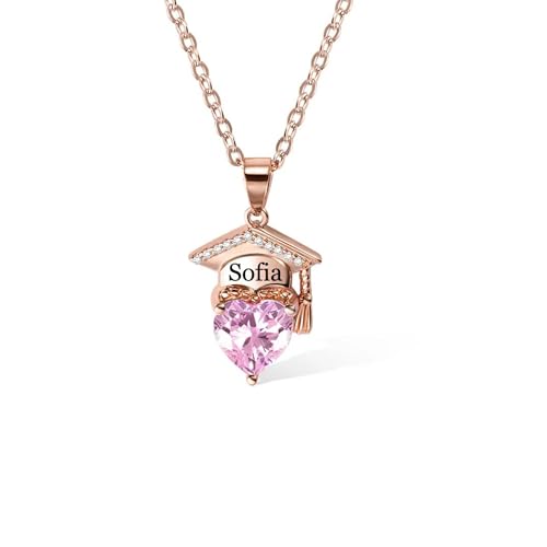 Benutzerdefinierte Graduierung Geschenke Birthstone personalisierte Herz Graduierung Cap Charm Halskette 2025 von KWCLTH