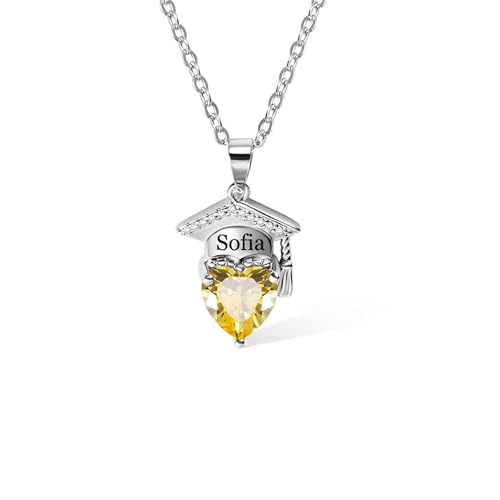 Benutzerdefinierte Graduierung Geschenke Birthstone personalisierte Herz Graduierung Cap Charm Halskette 2025 von KWCLTH