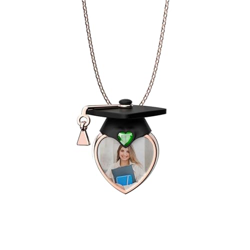Benutzerdefinierte Graduierung Geschenke für Freund Graduierung Kappe benutzerdefinierte Birthstone Halskette mit Foto High School personalisierte College-Text-Schmuck für Frauen von KWCLTH
