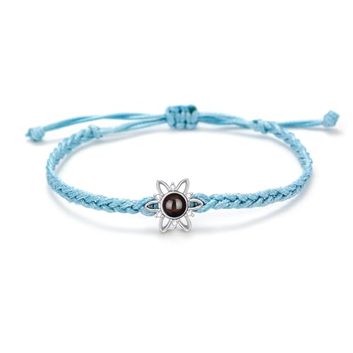 KWCLTH Benutzerdefinierte Armbänder mit Bild personalisierte Foto Projektion Armband verstellbare Blume Memorial Geschenk für Frauen von KWCLTH