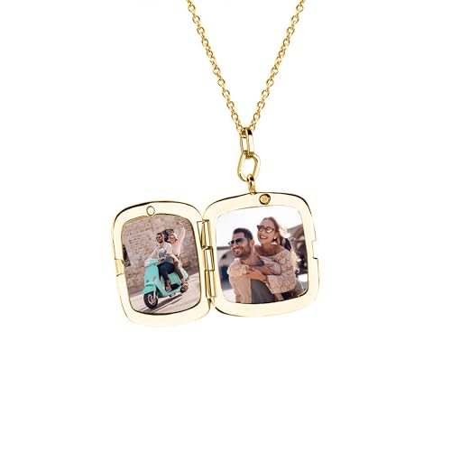 KWCLTH Benutzerdefinierte Foto eingraviert Text Anhänger Medaillon Halskette Stern Form Medaillon Halsketten Schmuck für Frauen von KWCLTH