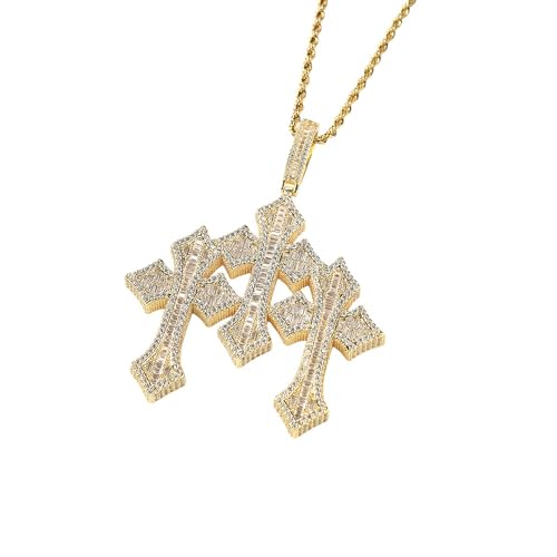 KWCLTH Full Zirconia Cross Pendant Necklace Men's Hip Hop Style Jewelry Jesus Pendant Chain Fashio Cubic Zirconia Necklace for Men von KWCLTH