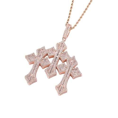 KWCLTH Full Zirconia Cross Pendant Necklace Men's Hip Hop Style Jewelry Jesus Pendant Chain Fashio Cubic Zirconia Necklace for Men von KWCLTH