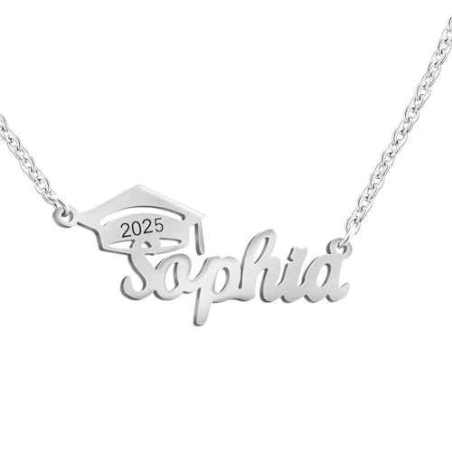 KWCLTH Graduierung Geschenk für Sie Customized Name Initialen Jahr Anhänger Halskette benutzerdefinierte Graduierung Schmuck Geschenke für Frauen von KWCLTH