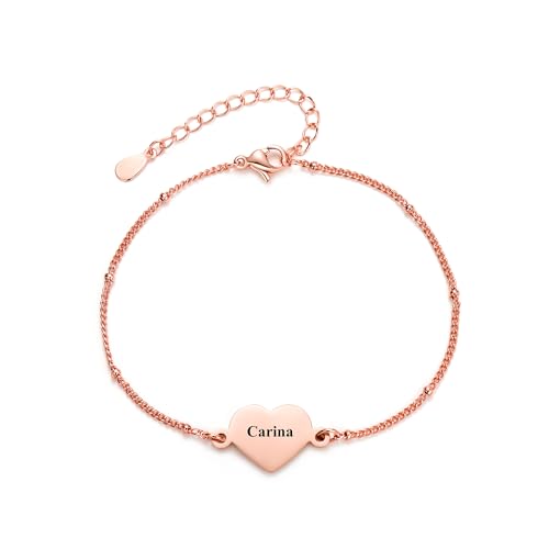 KWCLTH Herz Armband benutzerdefinierte Name Kette Armband für Frauen gravierten Text Schmuck Geschenk für Frauen von KWCLTH