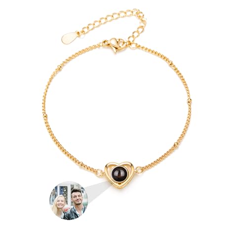 KWCLTH Personalisierte Bild Projektion Herz Armbänder Ich liebe dich Armband Customized Memorial Geschenke für Frauen von KWCLTH