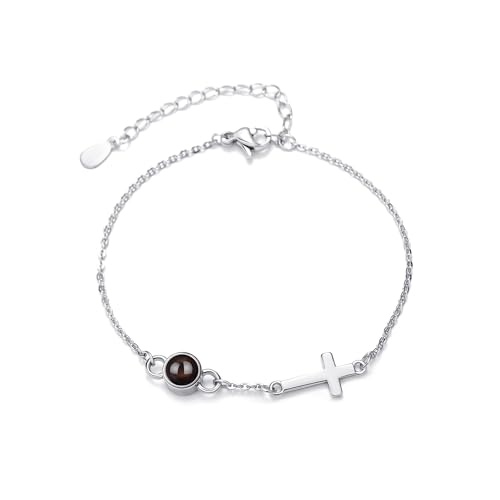 KWCLTH Personalisierte Foto Projektion Armband benutzerdefinierte Kreuz-Armband mit Bild innerhalb religiöse Geschenke für Frauen von KWCLTH