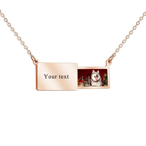 KWCLTH Personalisierte Umschlag Anhänger Halskette mit Foto benutzerdefinierten Text Halskette Frauen Lockets Anhänger Halskette von KWCLTH