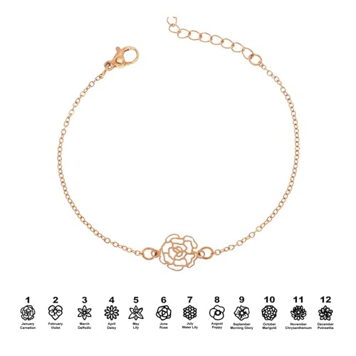 Personalisierte Geburtsmonat Blume Armband - benutzerdefinierte 1-6 Geburtsblumen Armband zarte verstellbare Armbänder Geschenk für sie, Mutter, Freund, Hochzeitsgeschenke für Brautjungfern Braut von KWCLTH