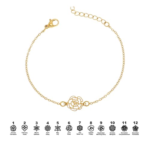 Personalisierte Geburtsmonat Blume Armband - benutzerdefinierte 1-6 Geburtsblumen Armband zarte verstellbare Armbänder Geschenk für sie, Mutter, Freund, Hochzeitsgeschenke für Brautjungfern Braut von KWCLTH