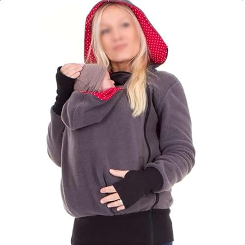 KWDEPCKM Tragejacke für Mama und Baby Weich Komfortabel 3 in 1 Tragejacke Umstandsjacke für Mama und Baby Winter Atmungsaktiv Damen Langarm Umstandsjacke Warm Tragepullover,D,M von KWDEPCKM