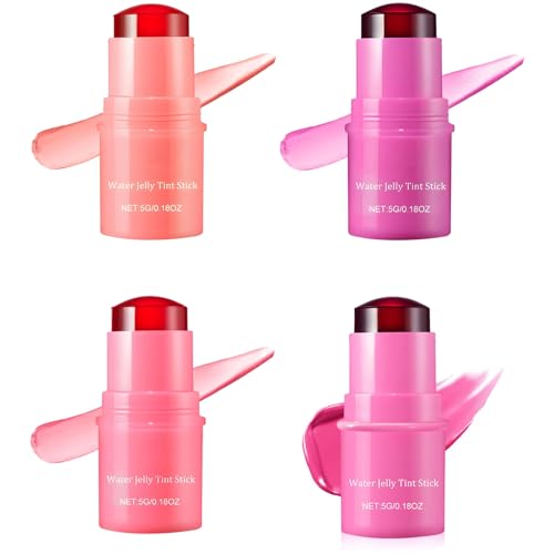 Milk Jelly Tint, Milk Cooling Water Jelly Tint, Milk Jelly Tint Milk Jelly Blush Milk Lip and Cheek Stick, Clean Fresh Tinted Lip Balm, Hydrating Cheek Stick Makeup Tool for Woman Girl. (4pcs) von KWHEUKJL