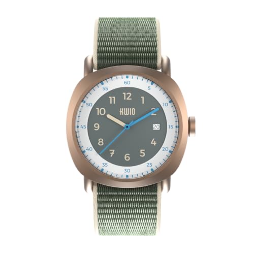 KWIO - Takk Moss Kinderuhr I Analoge Armbanduhr für Jungen & Mädchen 32mm I Quarz-Uhrwerk & Edelstahlgehäuse I Leicht zu wechselndes Klettarmband I Wasserdicht bis 5 ATM von KWIO