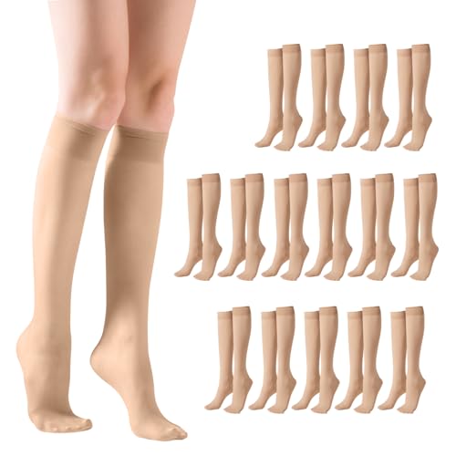 KWJEIULSOQ 16 Paar Kniestrümpfe Damen, 20d Nylonstrümpfe Damen, Transparente Kniestrümpfe, Helle Hautfarben Feinstrümpfe von KWJEIULSOQ