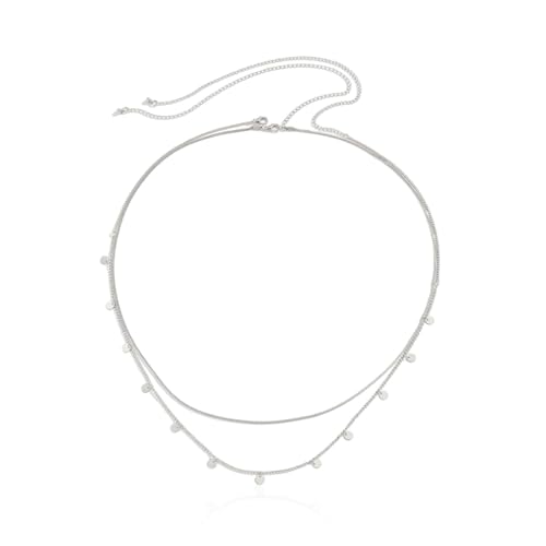 KWJEIULSOQ Gürtel Damen Bauchkette Körperkette Kettengürtel Verstellbare Taillenkette, Mehrschichtig Hüftkette Bauchkette Waist Chain Belly Chain Bikini-Kette Party Körperschmuck (Silber) von KWJEIULSOQ