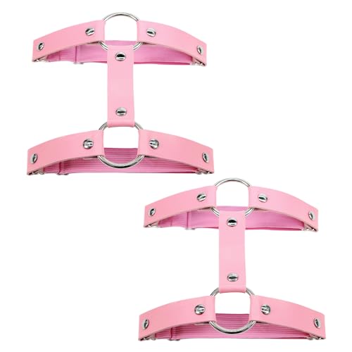 KWJEIULSOQ Strumpfhalter Damen Garter Belt Punk Leder Beinkette Suspender Oberschenkel Ring Harness Gothic Oberschenkelkette für Frauen Rosa von KWJEIULSOQ