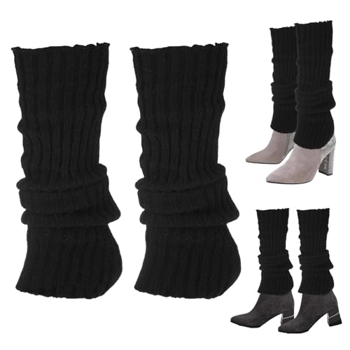 KWJEIULSOQ Winter Strick Bein Gestrickte Beinwärmer Damen Strick-Beinstulpen Warm Und Bequem Stulpen Warme Beinstulpen Für Damen Leg Warmers Legwarmers Beinwärmer Beinstulpen Damen Schwarz von KWJEIULSOQ