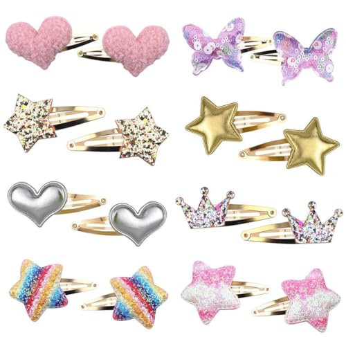 16 Stück Haarspangen, Haarspangen Mädchen Glitzer, Bunt Haarspangen Mädchen Glitzer, für Kleinkinder Kinder Mädchen Frauen Geschenk von KWKPR