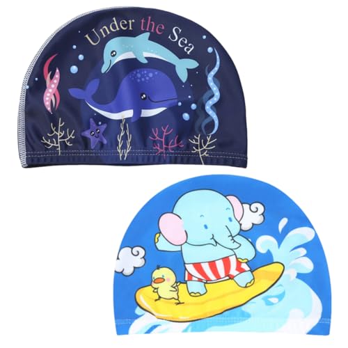 2 Stück Badekappe Kinder, Schwimmkappe Bademütze Kinder Jungen Mädchen, Schwimmkappe von KWKPR