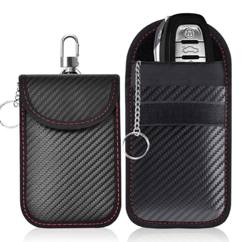 2 Stück Klein Faraday Taschen Kohlefaser Leder, Keyless Go Schutz Autoschlüssel, Rfid Funkschlüssel Abschirmung Schlüsseltasche 2 Stück Klein Faraday Taschen Kohlefaser Leder, Keyless Go Schutz Autoschlüssel, Rfid Funkschlüssel Abschirmung Schlüsseltasche von KWKPR