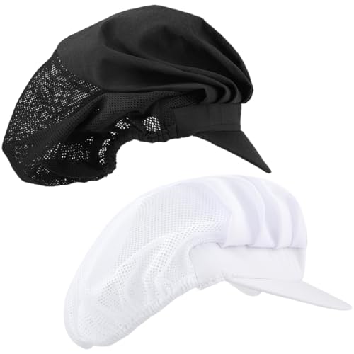 2 Stück Kochmütze Herren Verstellbare, Kochmütze Unisex Kochmütze, mit Atmungsaktivem Mesh Oberteil Kochhut, Weiß, Schwarz 2 Stück Kochmütze Herren Verstellbare, Kochmütze Unisex Kochmütze, mit Atmungsaktivem Mesh Oberteil Kochhut, Weiß, Schwarz von KWKPR