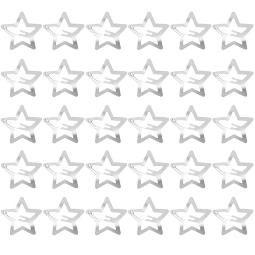 30 Stück Metall-Stern-Haarspangen mit Schnappverschluss, Niedliche Kleine Haarspangen, Ausgehöhlte Sterne-Haarnadel, Haarspangen für Damen, Mädchen von KWKPR