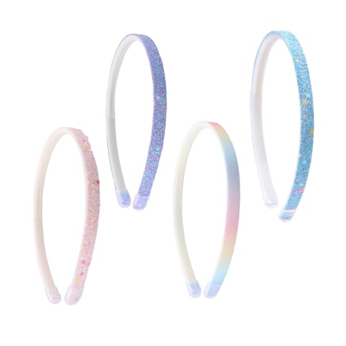 4 Stück Glitzer-Haarband, Multi-Stil Haarbänder für Männer Frauen, Glitzernd Konfetti Regenbogen-Haarbänder mit Zähnen für Kleine Mädchen von KWKPR