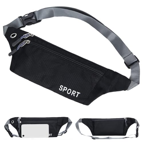 Geldgürtel für Damen und Herren, Flache Bauchtasche Hüfttasche, Versteckte Geldgürtel Reise Tasche Taille Gürteltasche, zum Sport Reisen Fitness oder Joggen für Geld, Karten, Pass von KWKPR