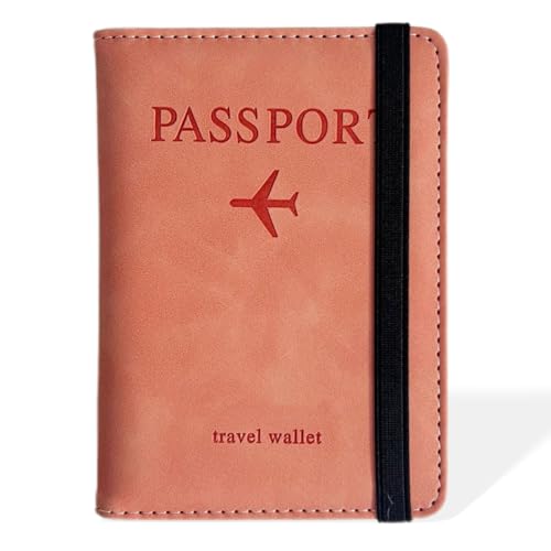 KWKPR Reisepasshülle, mit RFID-Blocker, Kunstleder Reisepasshülle für Damen Herren Kreditkarten, Ausweis und Reisedokumente, Rosa von KWKPR