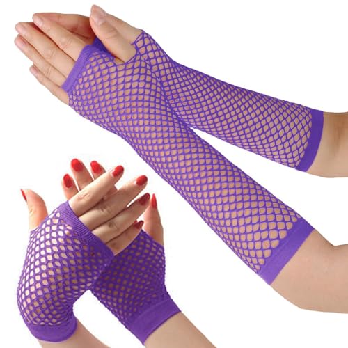 Netzhandschuhe für Damen & Mädchen, Netzhandschuhe Lange Fischnetz, Lange und Kurze Netzhandschuhe Fingerlose Netzhandschuhe von KWKPR