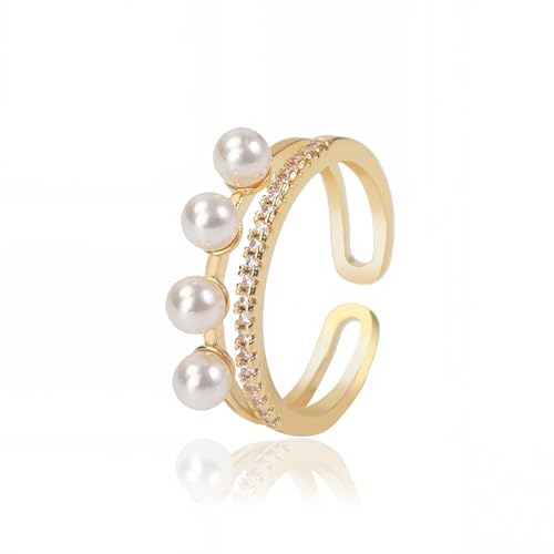 Ringe Frauen Gold Verstellbare, Einfacher Bandring Stapelbare Offene Ringe, Mädchen Ring, Fashion, für Damen Mädchen von KWKPR