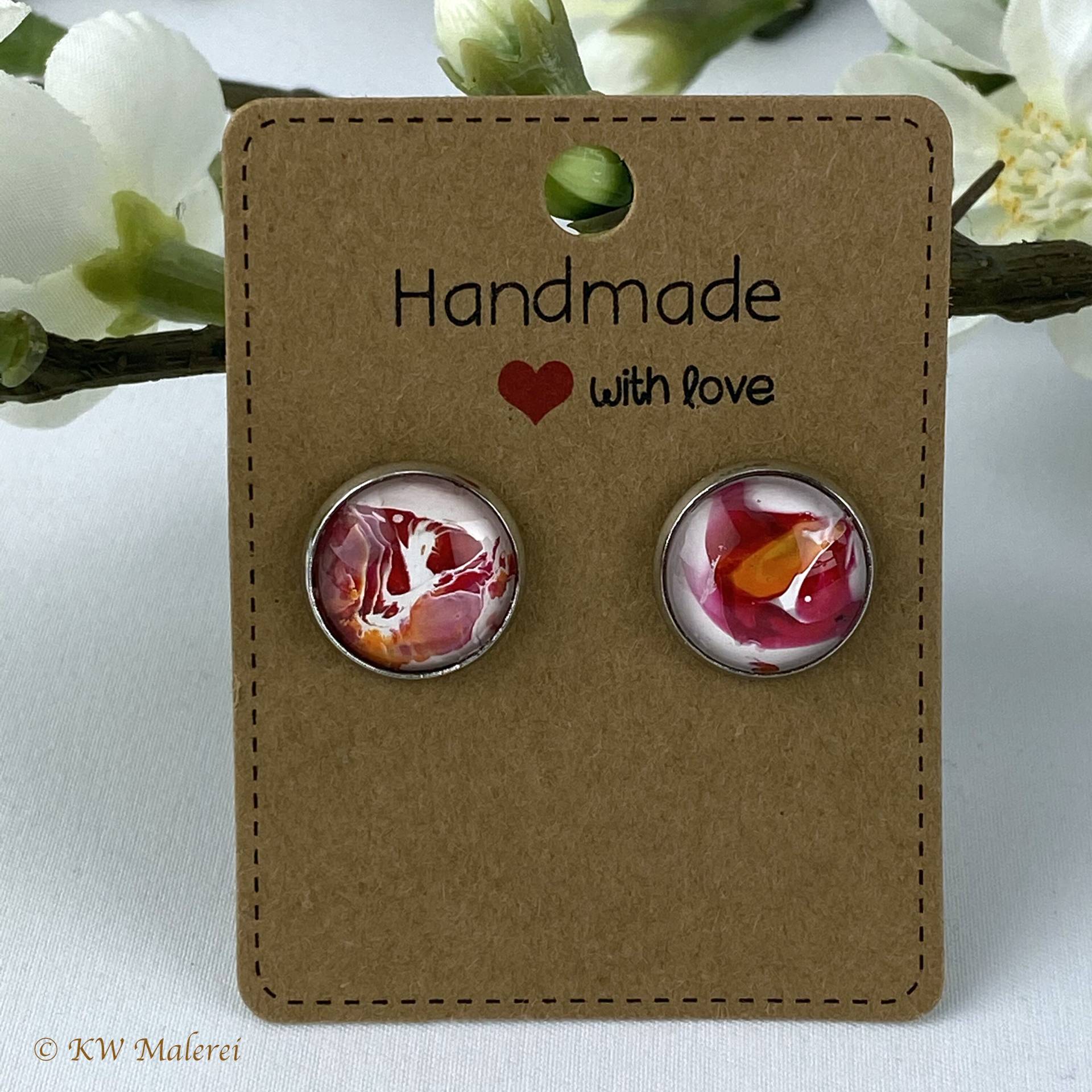 Runder Ohrring | Ø14 Mm Stecker Mit Acryl Pouring Kunstwerk - Unikat Modeschmuck Runder Ohrring | Ø14 Mm Stecker Mit Acryl Pouring Kunstwerk - Unikat Modeschmuck von KWMalerei