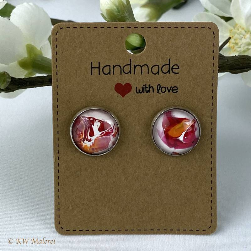 Runder Ohrring | Ø14 Mm Stecker Mit Acryl Pouring Kunstwerk - Unikat Modeschmuck Runder Ohrring | Ø14 Mm Stecker Mit Acryl Pouring Kunstwerk - Unikat Modeschmuck von KWMalerei