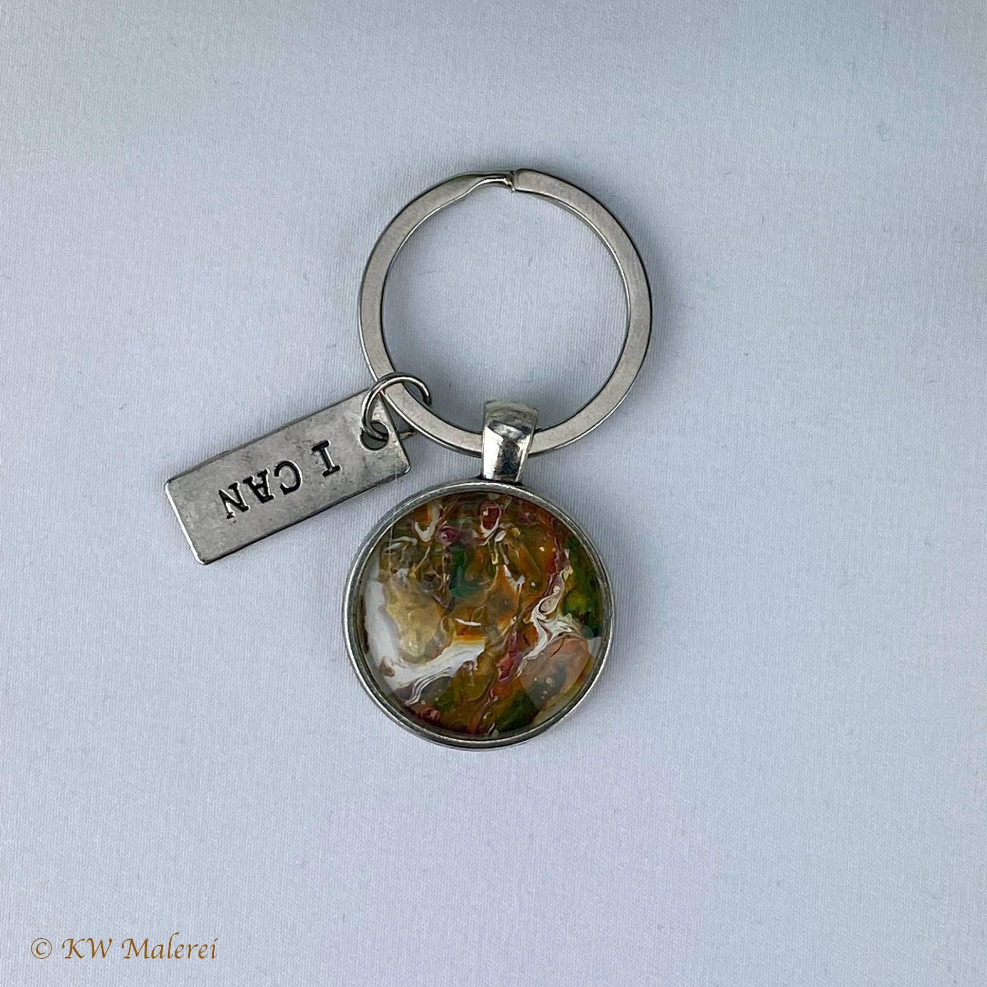 Einzigartige Schlüsselanhänger Mit Einem Acryl Pouring Kunstwerk Am Schlüsselring Inkl. Anhänger "I Can" Einzigartige Schlüsselanhänger Mit Einem Acryl Pouring Kunstwerk Am Schlüsselring Inkl. Anhänger "I Can" von KWMalerei