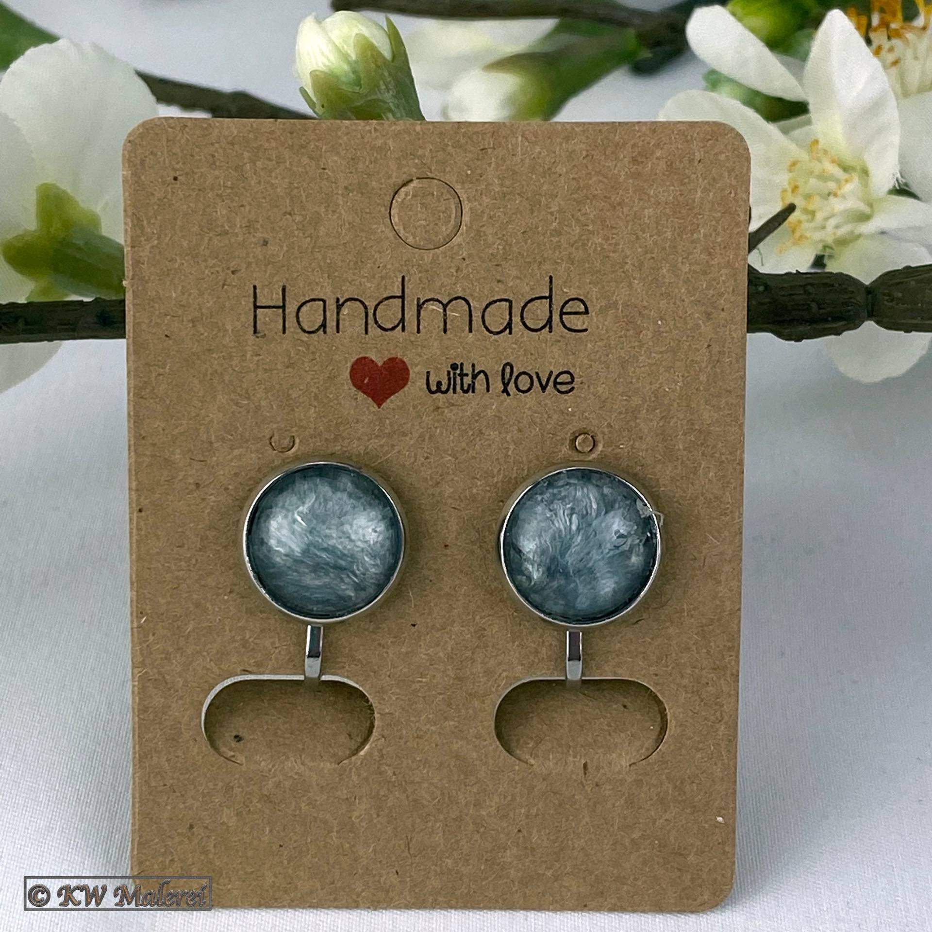 Runde Ohr-Clips | Ø12 Mm - Kein Ohrloch Notwendig Mit Acryl Pouring Kunstwerk Unikat Modeschmuck Runde Ohr-Clips | Ø12 Mm - Kein Ohrloch Notwendig Mit Acryl Pouring Kunstwerk Unikat Modeschmuck von KWMalerei