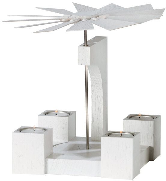 KWO Olbernhau Moderne Pyramide Eiche weiss aus dem Erzgebirge für Teelichter von KWO Olbernhau